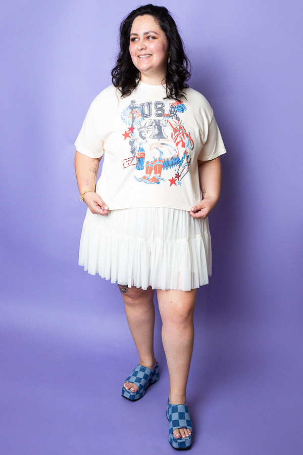 USA Icon Mom Crop Tee