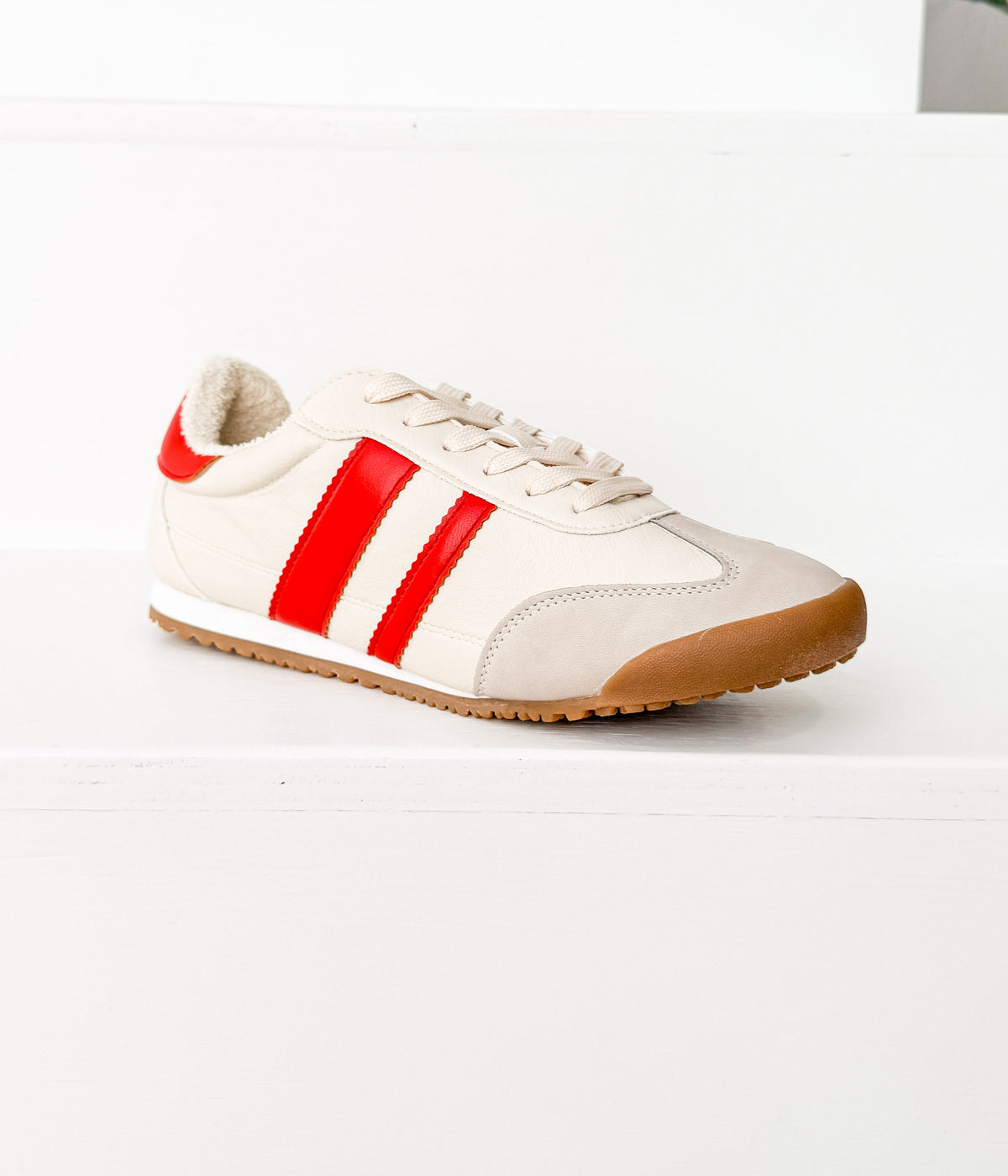 Madrid Sneaker in Beige/Red