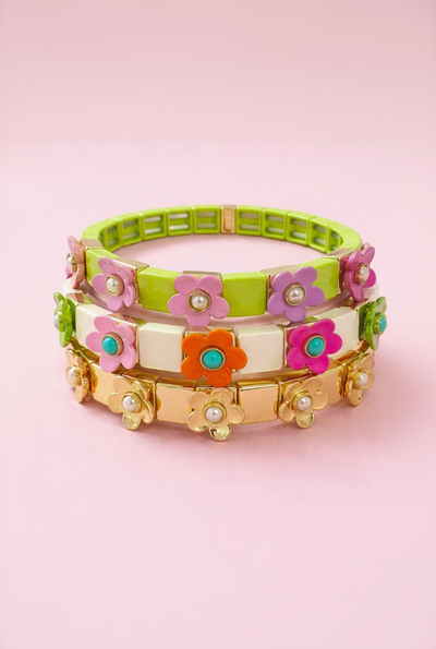 Taylor Elliott | Flowers W/ Pearls - Poppy Bracelet