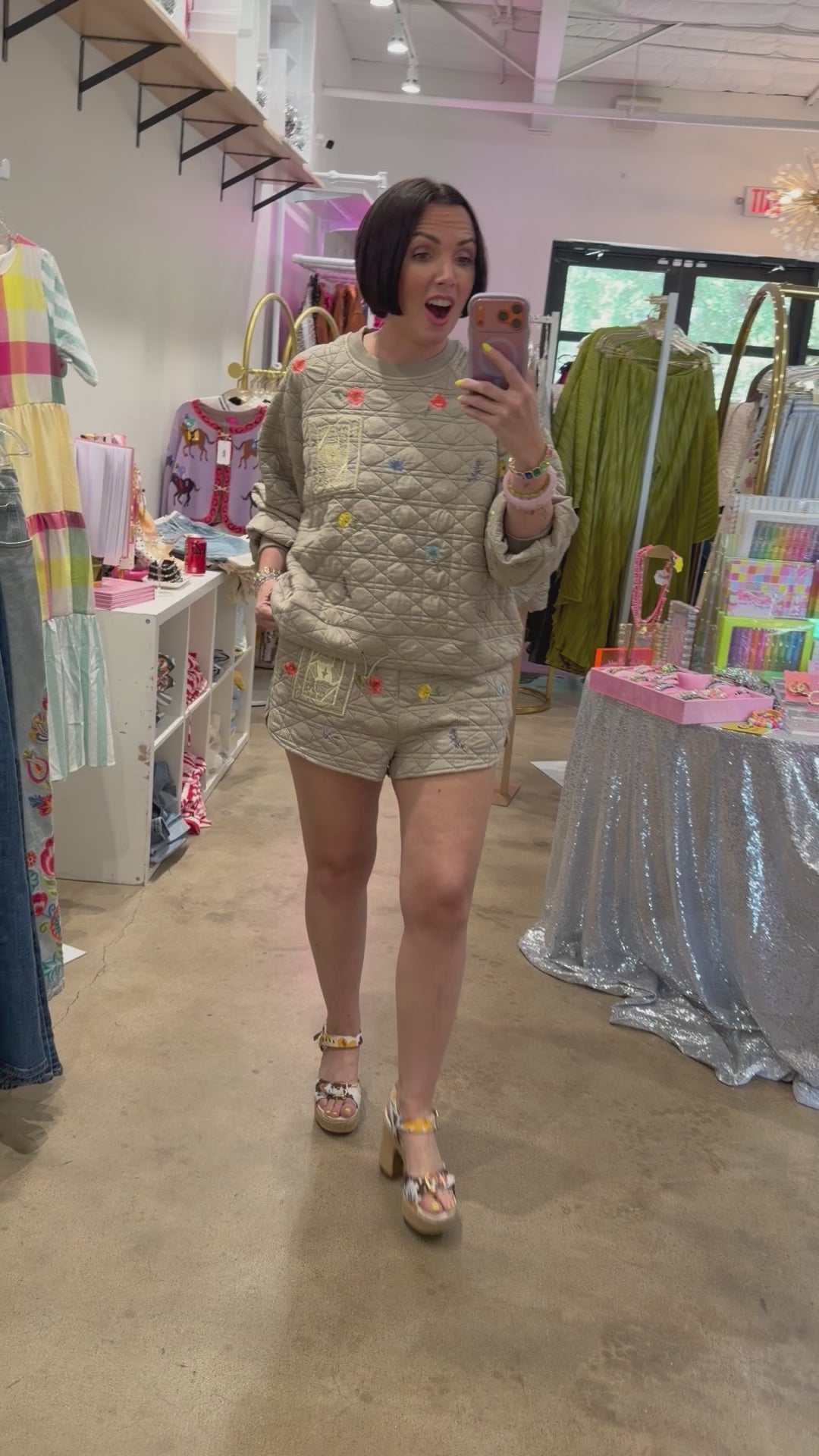 Queen Of Sparkles | Quilted Floral Card Logo Shorts