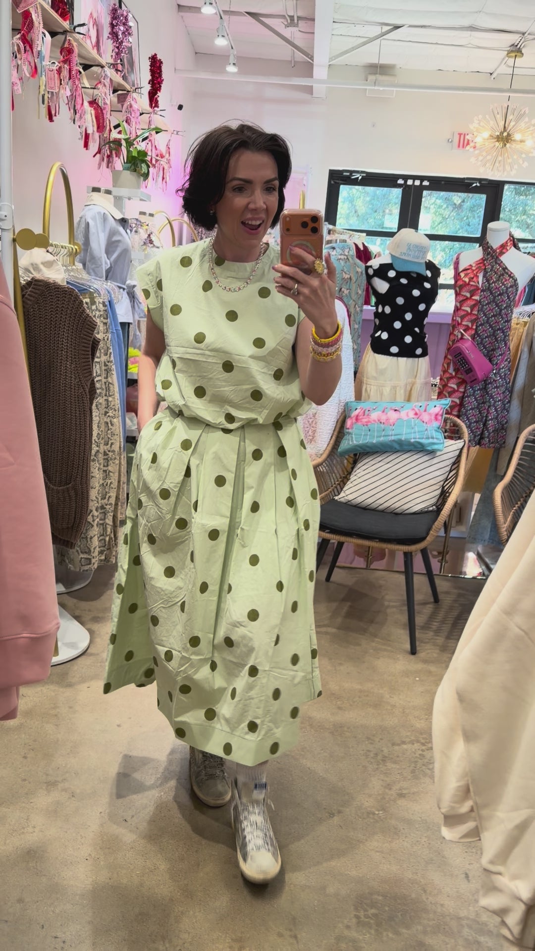 Matcha Pop Polka Dot Skirt