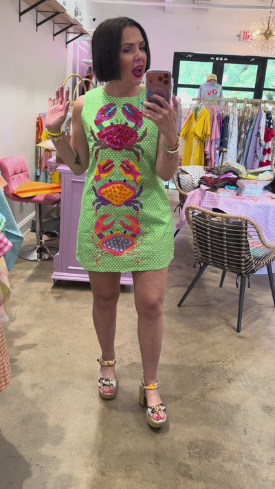 QUEEN OF SPARKLES | Polka Dot Multi Color Crab dress