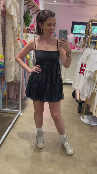 POPFLEX | Pirouette Babydoll Dress | Black | Reg & Plus