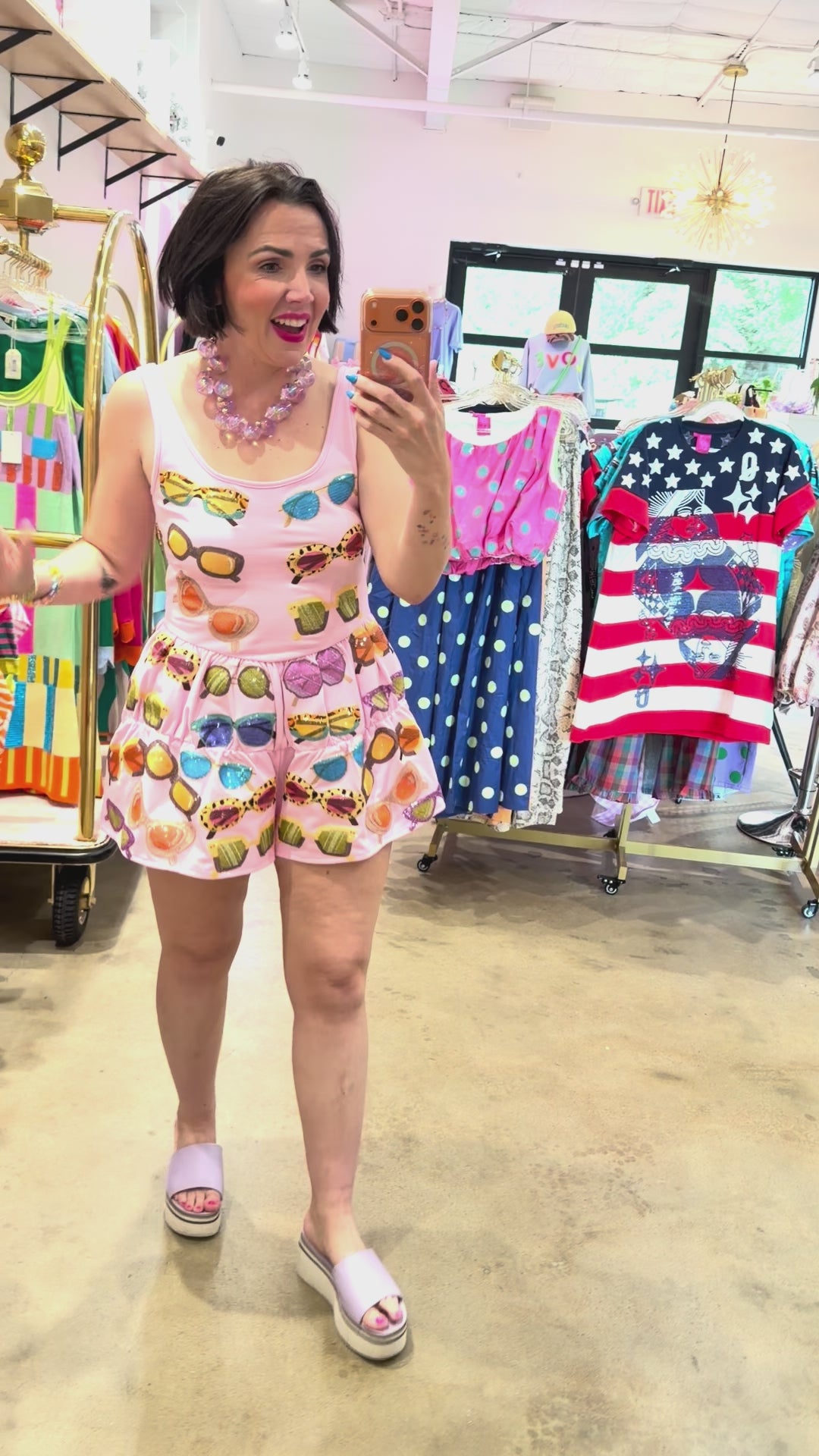 QUEEN OF SPARKLES | Multi Color Sunglasses Tank Romper