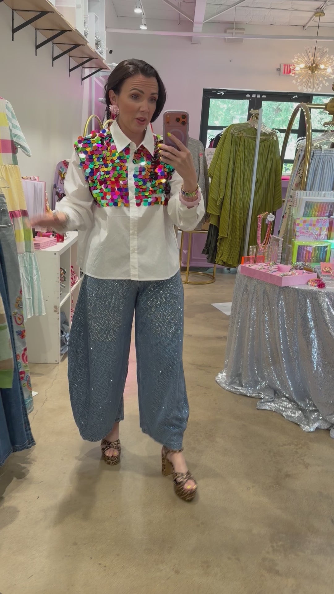 Queen Of Sparkles | Multi Color Sequin Button Down
