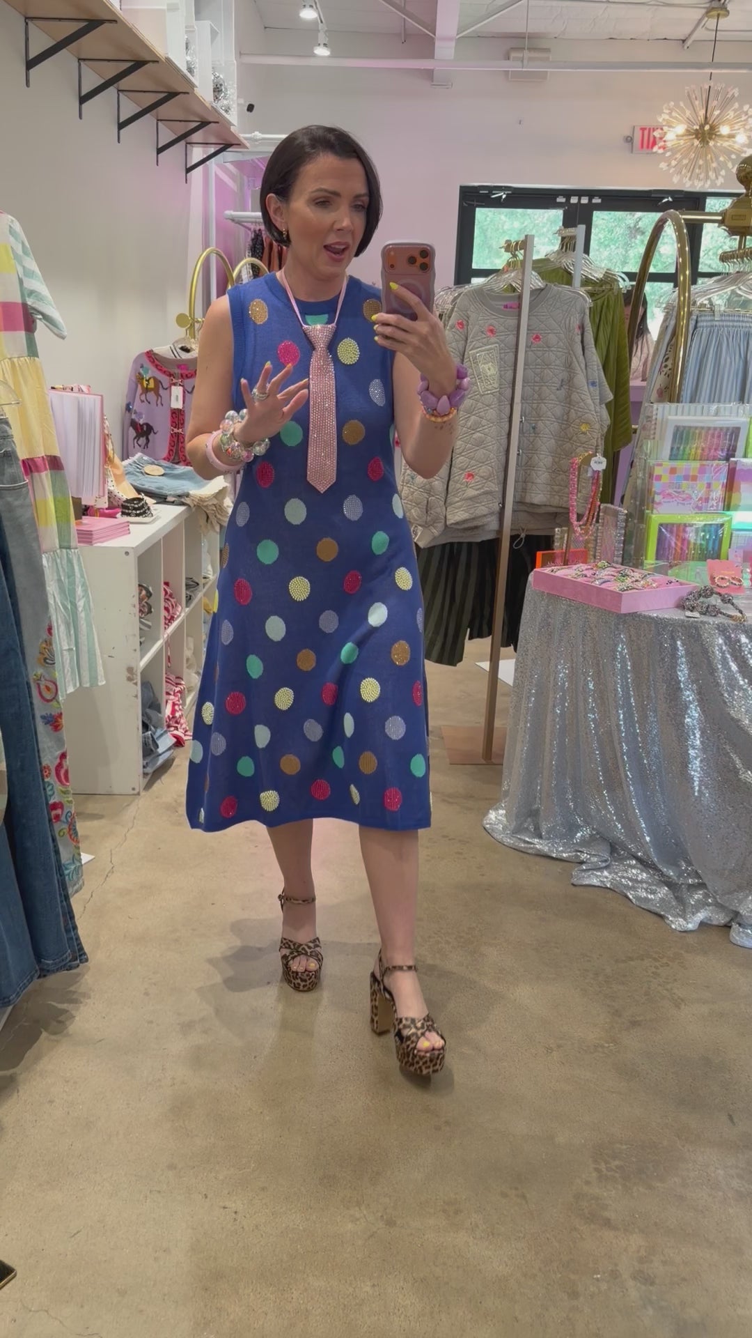 Queen Of Sparkles | Royal Multi Polka Dot Dress