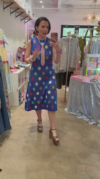 Queen Of Sparkles | Royal Multi Polka Dot Dress