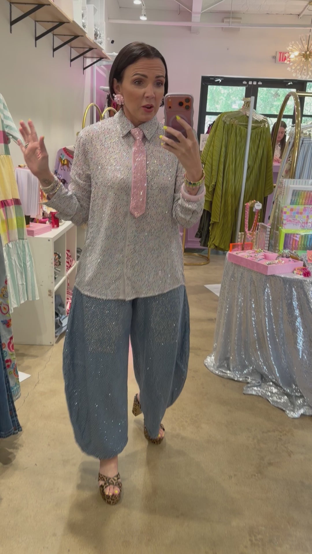 Queen Of Sparkles | Light Blue Multi Rhinestone Button Down