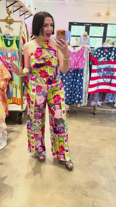 Sunset Palms Cutout Romper
